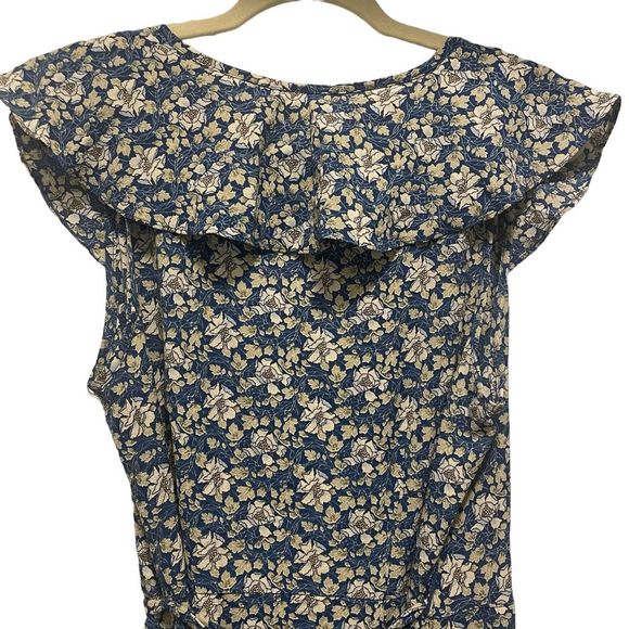 New Max Studio Blue Floral Sleeveless Wrap Dress Women’s Size Large Hi Low - Picture 4 of 7